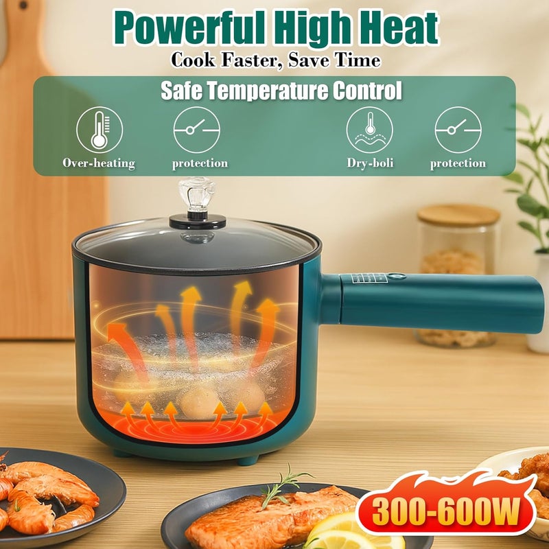 GRILL FORCE Hot Pot Electric,6 Smart Modes, 1.8L Rapid Noodles Cooker, Portable Cooking Pot, Non-Stick Sauté Pan, Electric Pot for Steak, Pasta, Egg, Soup, BPA Free, Suit Dorm Room and Apartment - Image 5